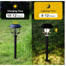 XL LAMPA SOLARNA LED 42cm OGRODOWA WBIJANA 4 SZT