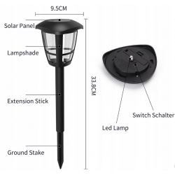 LAMPA SOLARNA LED OGRODOWA WBIJANA LAMPKA - 12szt