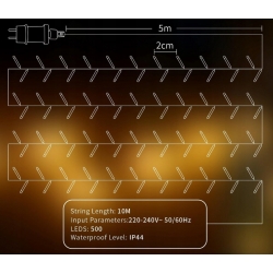 GIRLANDA LAMPKI SIECIOWE SZNUR 10M 500LED na TARAS