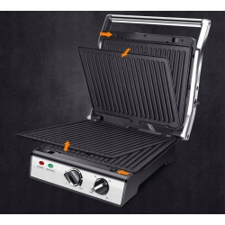 GRILL OPIEKACZ ELEKTRYCZNY ROZKŁADANY 2000W TIMER